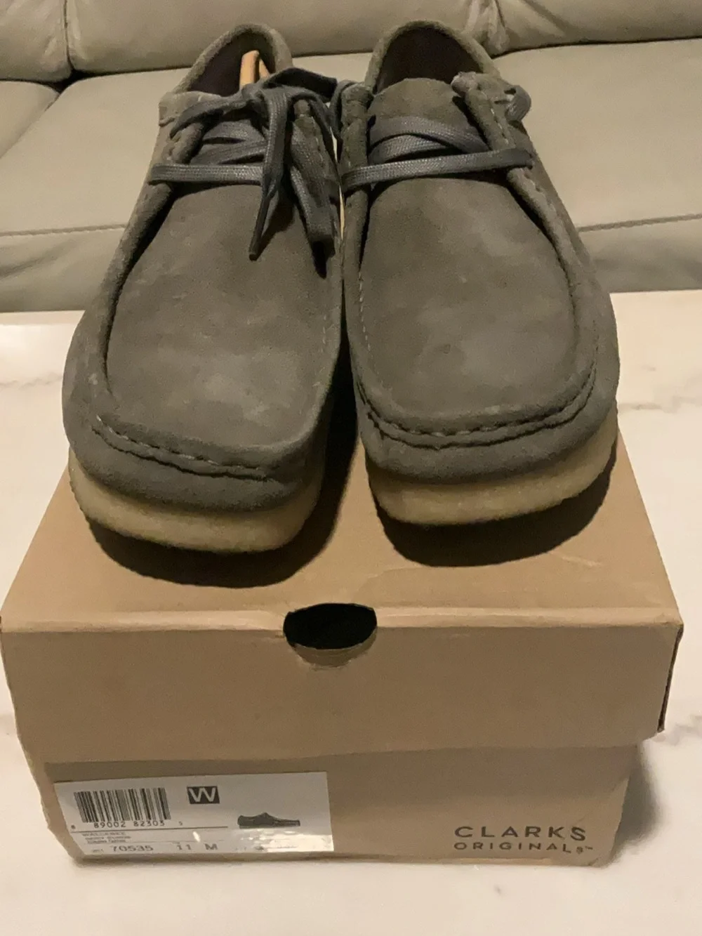 Men’s Grey Suede Wallabee Clark Lace-Up Shoes